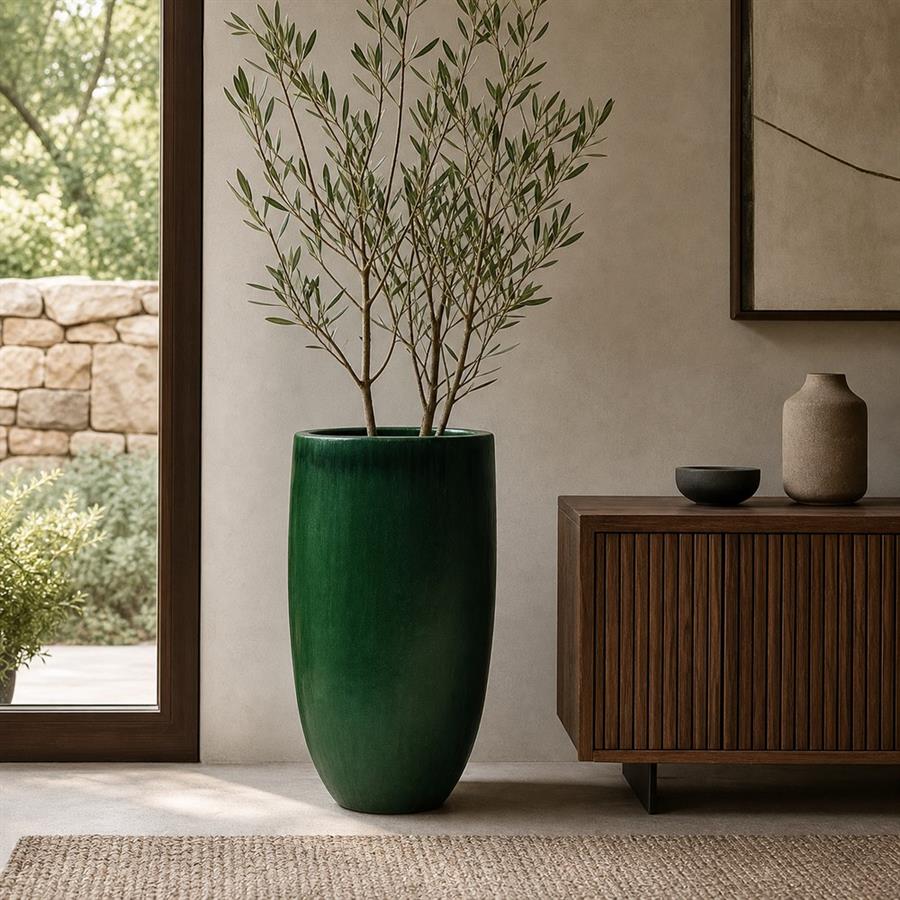 Vaso decorativo in ceramica smaltata smeraldo 46x78 cm - Real