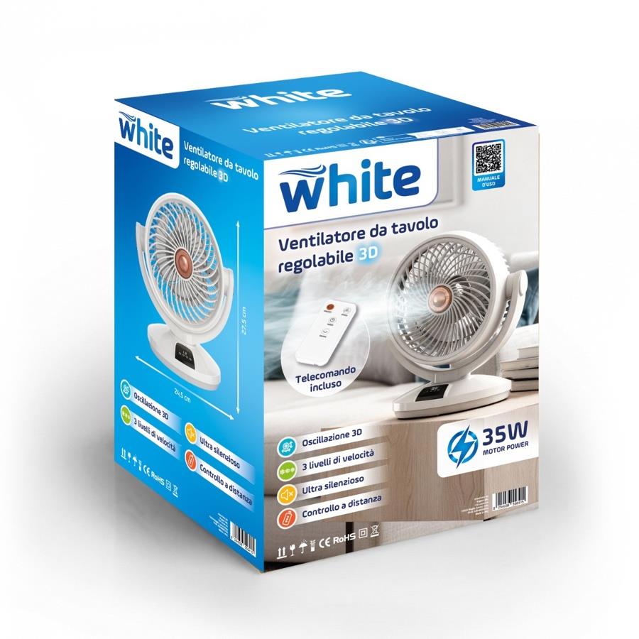 Ventilatore da tavolo digitale con telecomando e display LED 35W - Arion