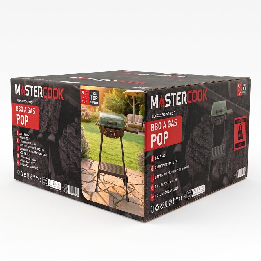 Barbecue a gas 2 bruciatori verde con griglia in ghisa outdoor - Pop