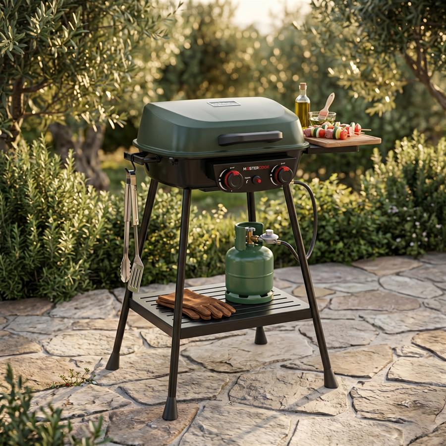 Barbecue a gas 2 bruciatori verde con griglia in ghisa outdoor - Pop