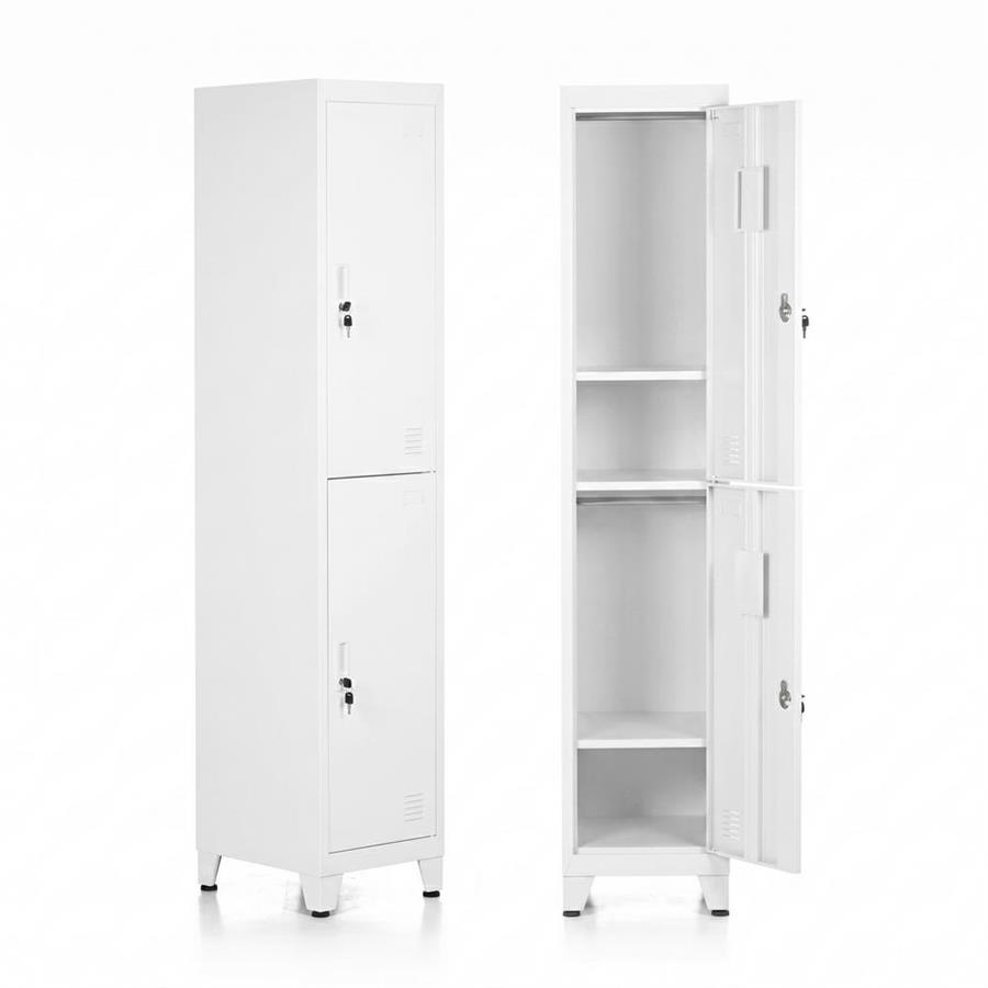 Armadietto spogliatoio metallico bianco 2 ante con appendiabiti - Yumi