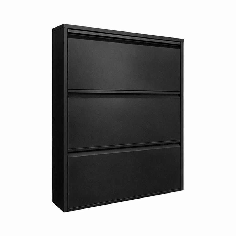 Scarpiera metallica slim 3 ante nera salvaspazio moderna - Emy
