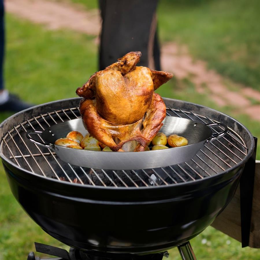 Supporto per cottura pollo in acciaio per barbecue griglia e forno