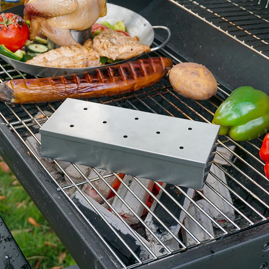 Scatola per affumicatura in acciaio inox per barbecue