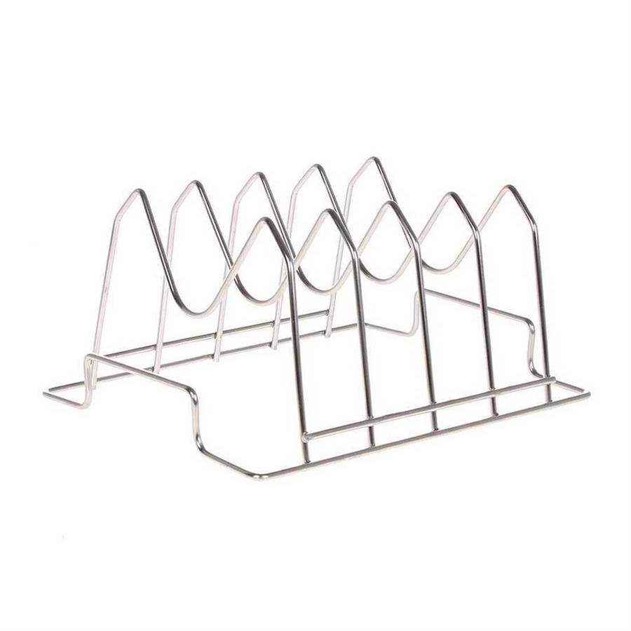 Supporto per costine e arrosti in acciaio inox per barbecue o forno