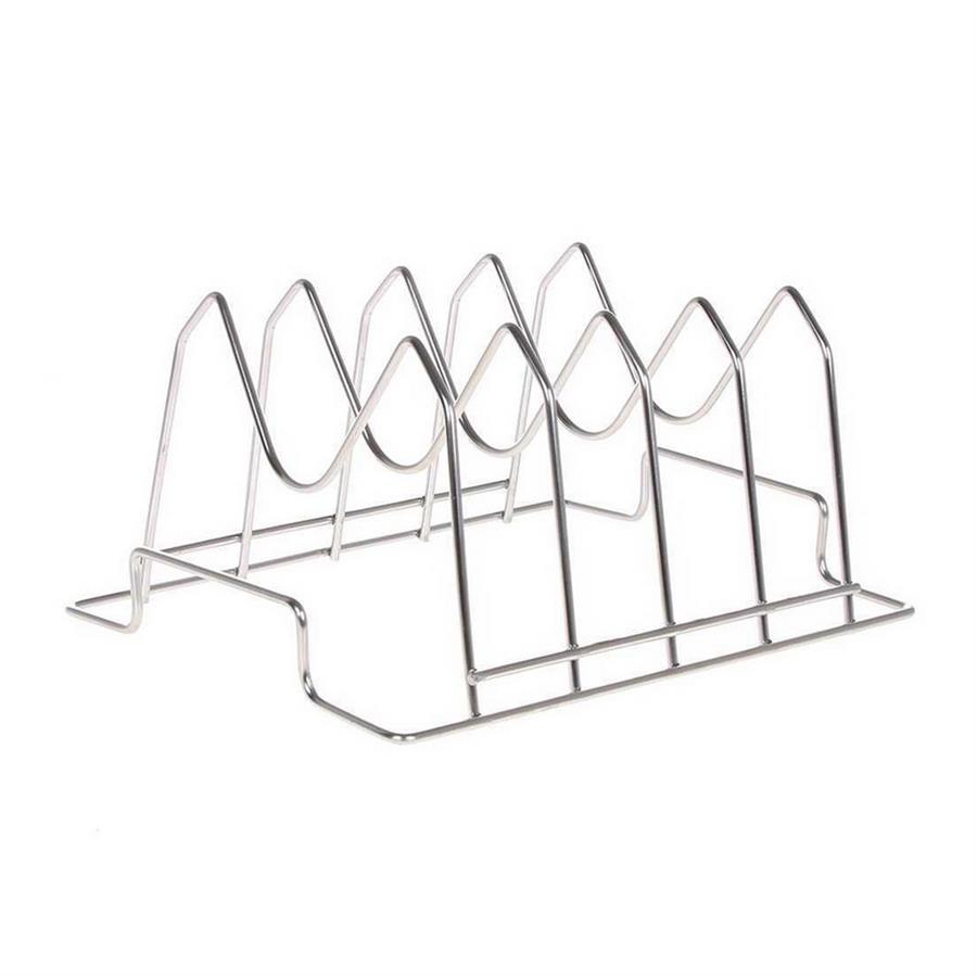 Supporto per costine e arrosti in acciaio inox per barbecue o forno