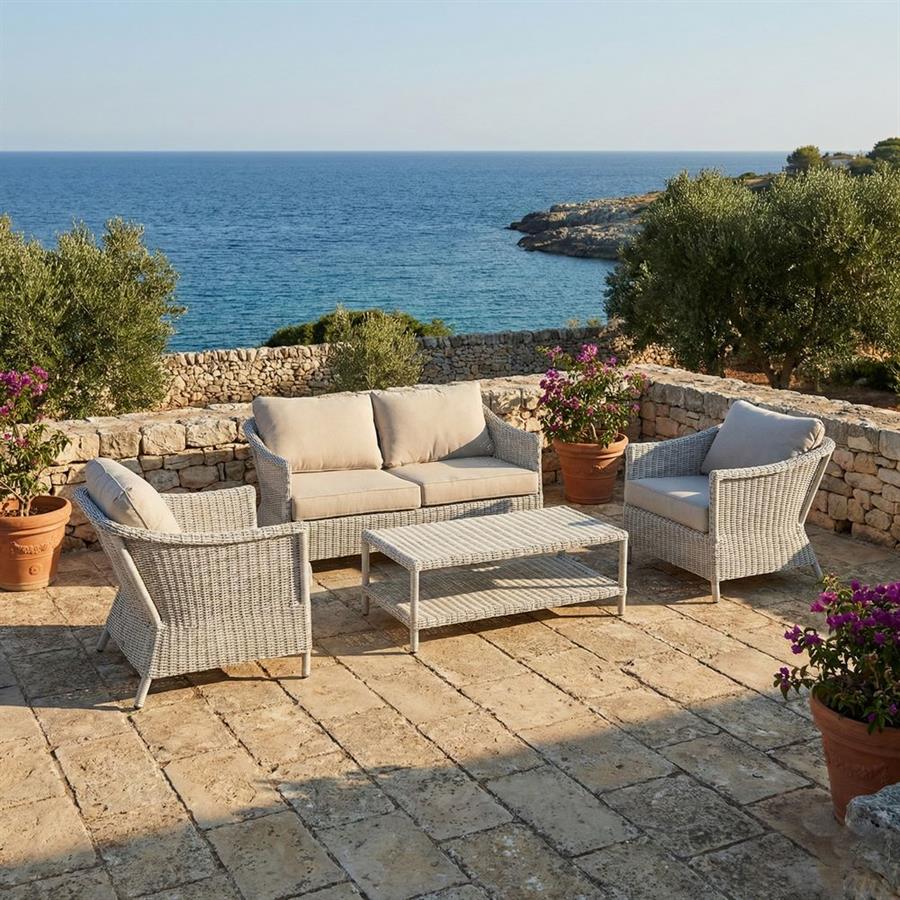 Set divano da giardino con poltrone e tavolino - Ischia