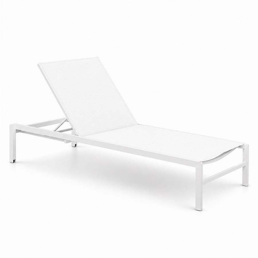 Lettino da giardino in alluminio bianco con schienale reclinabile - Chiara