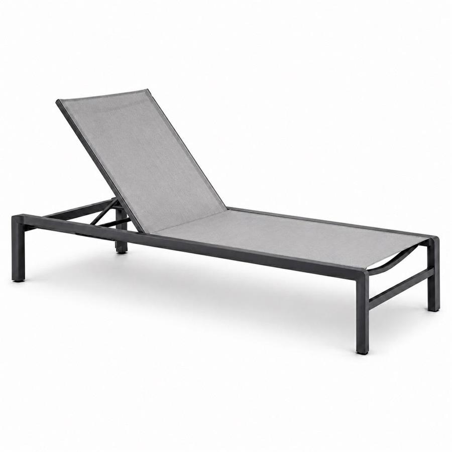 Lettino da esterno in alluminio grigio con schienale reclinabile 195x78x32/90 cm - Chiara