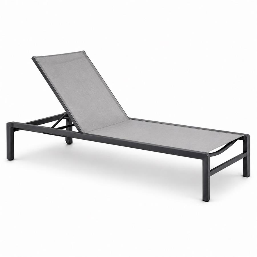 Lettino da esterno in alluminio grigio con schienale reclinabile 195x78x32/90 cm - Chiara