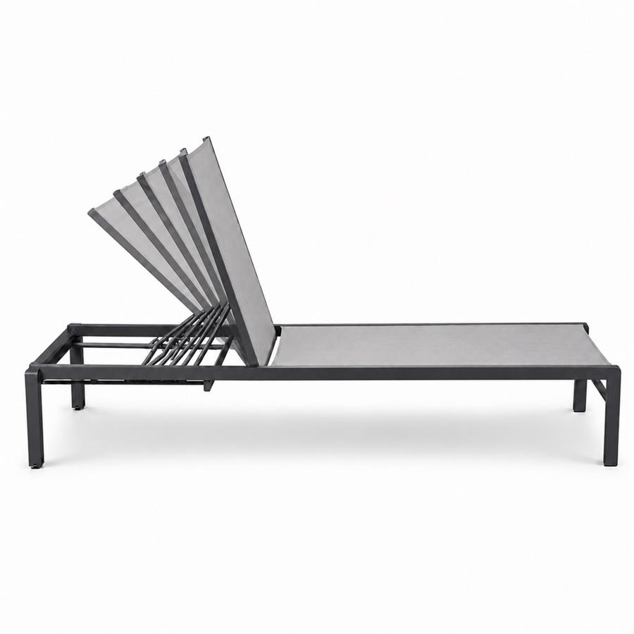 Lettino da esterno in alluminio grigio con schienale reclinabile 195x78x32/90 cm - Chiara
