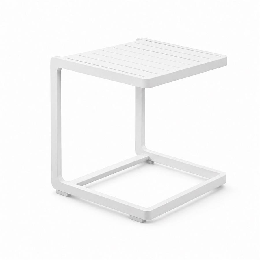 Tavolino da giardino in alluminio bianco per esterno 41,5x41,5x45 cm - Chiara