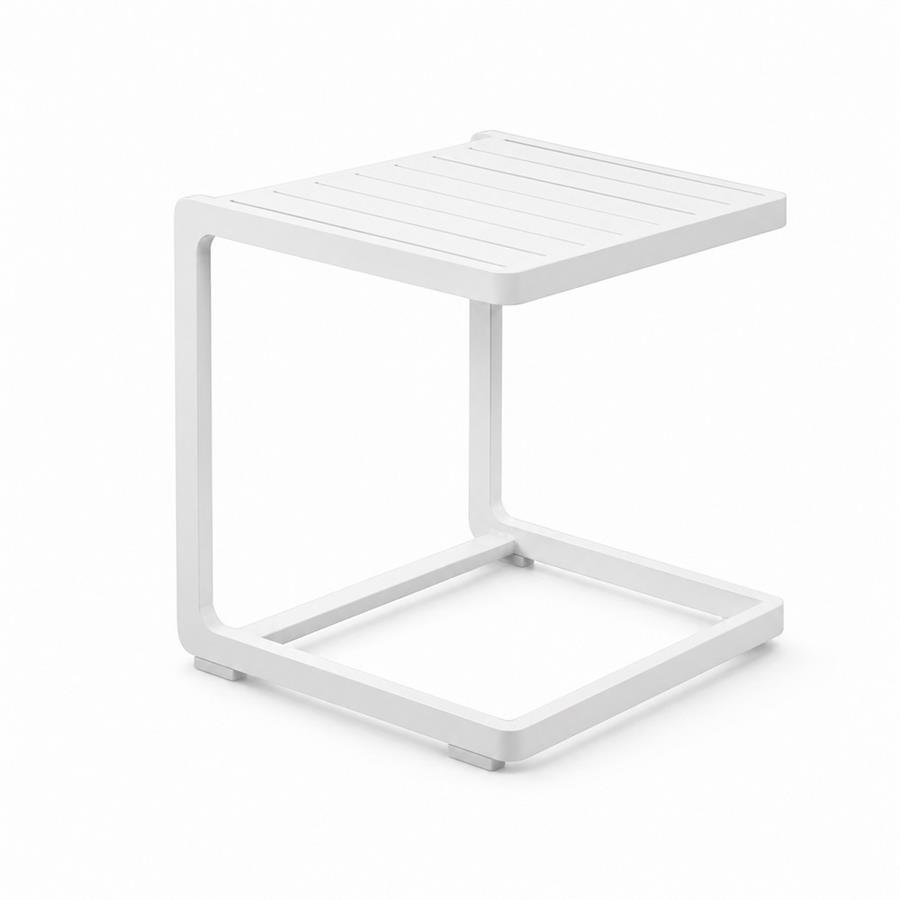 Tavolino da giardino in alluminio bianco per esterno 41,5x41,5x45 cm - Chiara