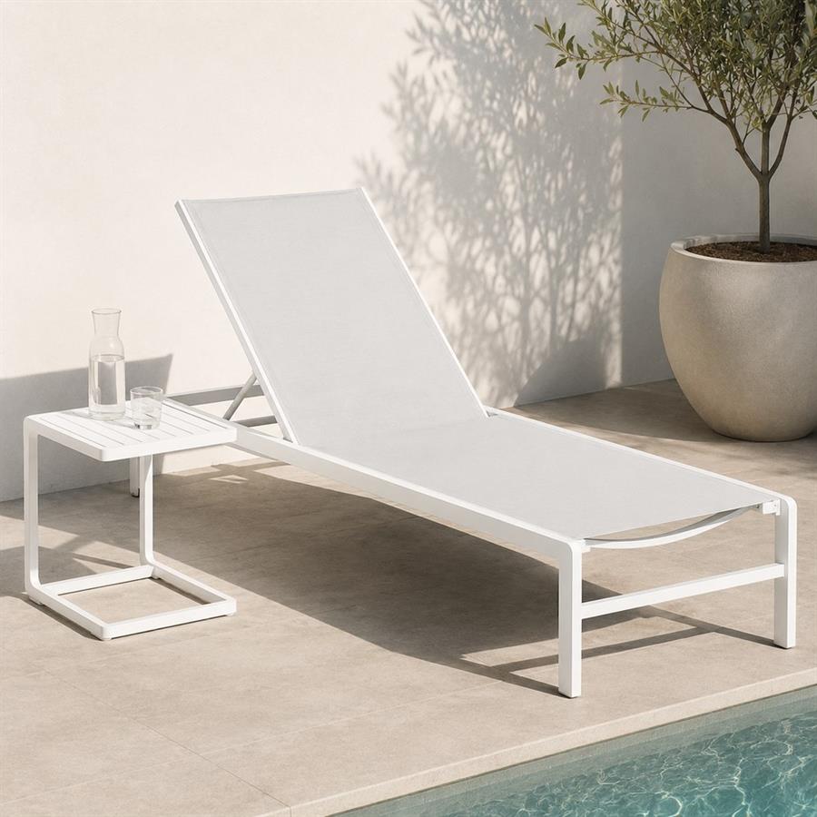 Tavolino da giardino in alluminio bianco per esterno 41,5x41,5x45 cm - Chiara