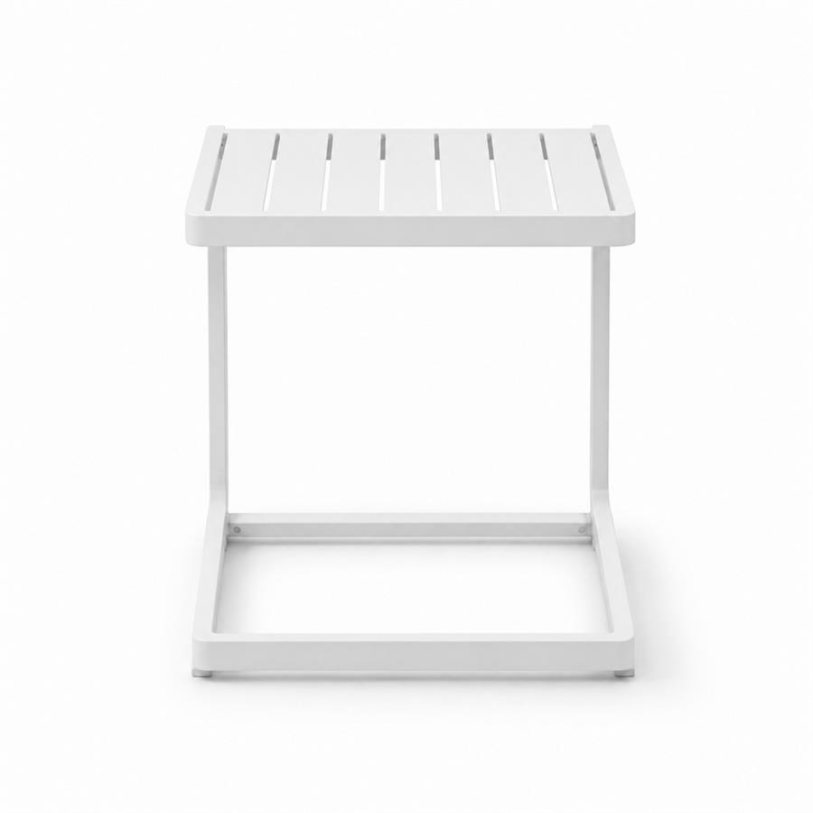 Tavolino da giardino in alluminio bianco per esterno 41,5x41,5x45 cm - Chiara
