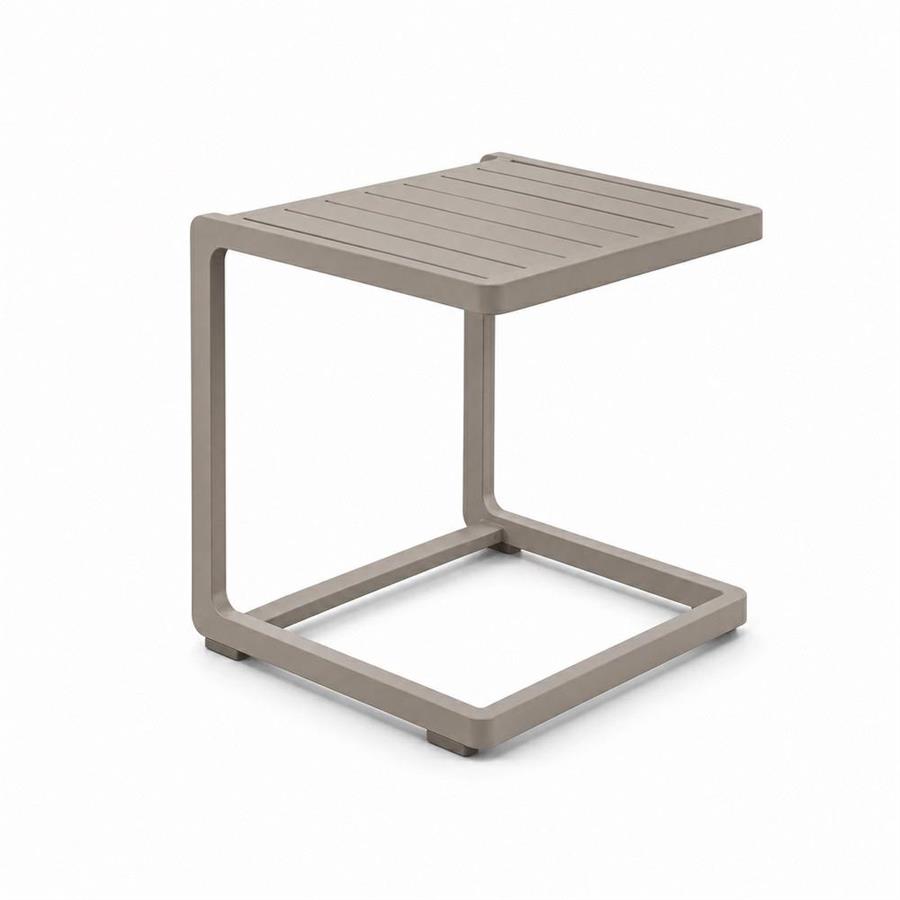 Tavolino design da giardino in alluminio ecru per esterno 41,5x41,5x45 cm - Chiara