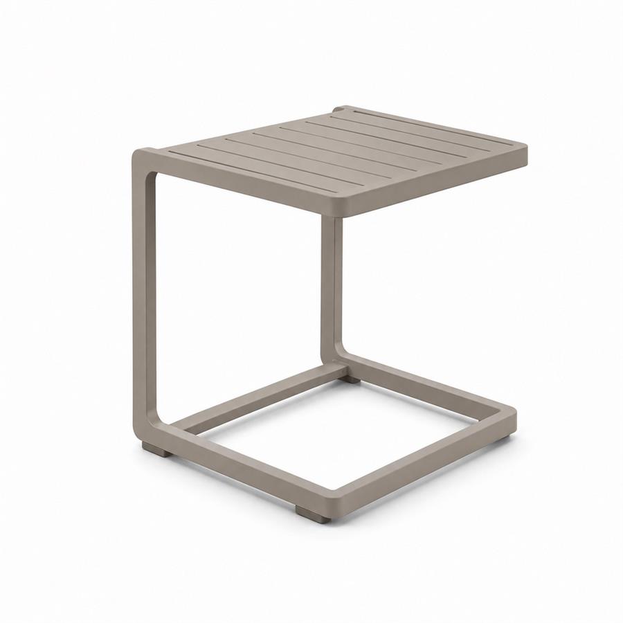 Tavolino design da giardino in alluminio ecru per esterno 41,5x41,5x45 cm - Chiara