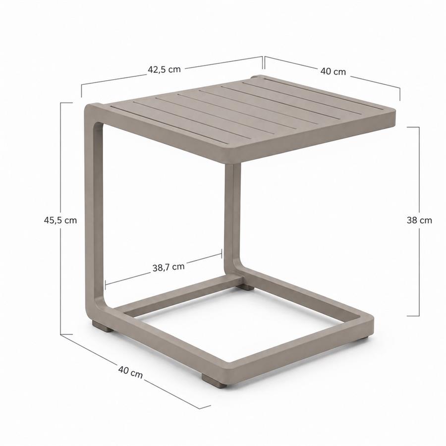 Tavolino design da giardino in alluminio ecru per esterno 41,5x41,5x45 cm - Chiara
