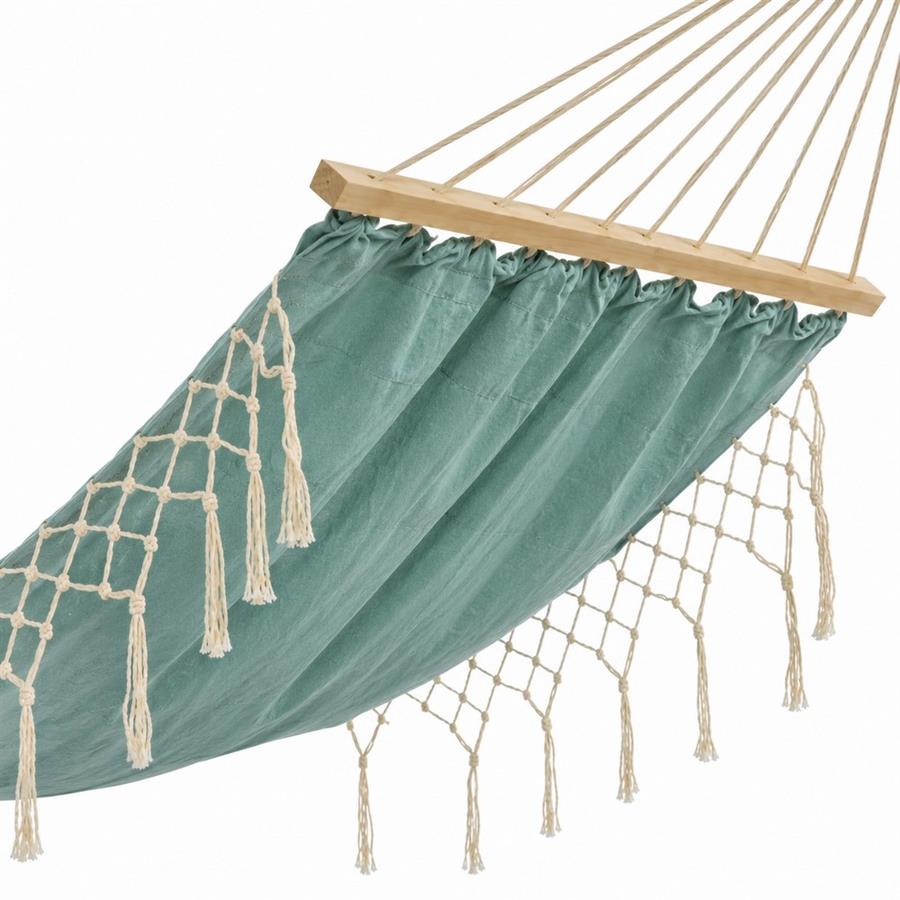 Amaca da giardino verde in policotone con frange 100X200 cm - Texas