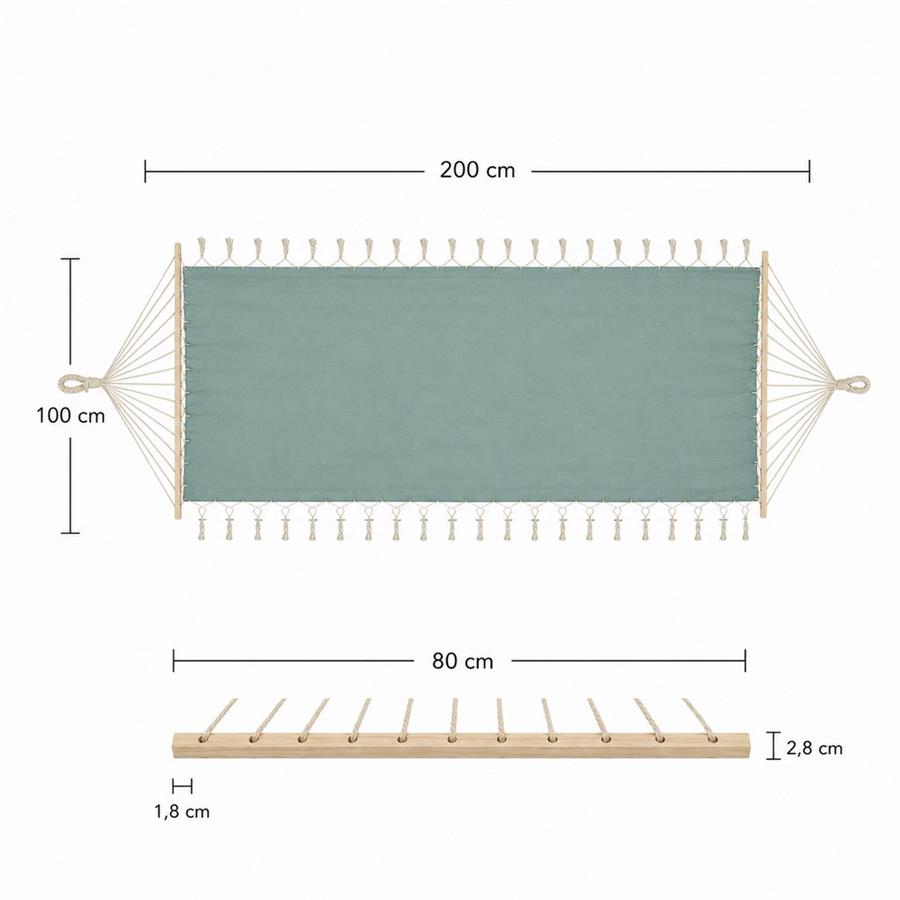 Amaca da giardino verde in policotone con frange 100X200 cm - Texas