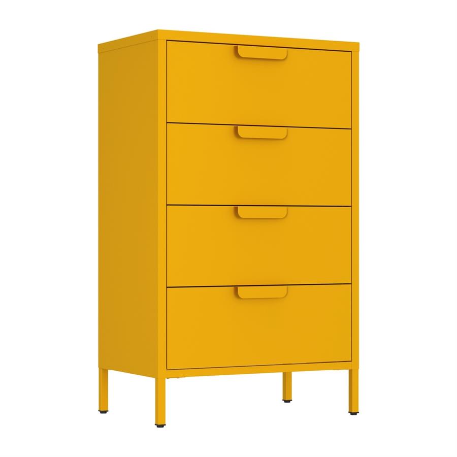 Cassettiera in metallo 4 cassetti 60x38x101 cm senape - Pop