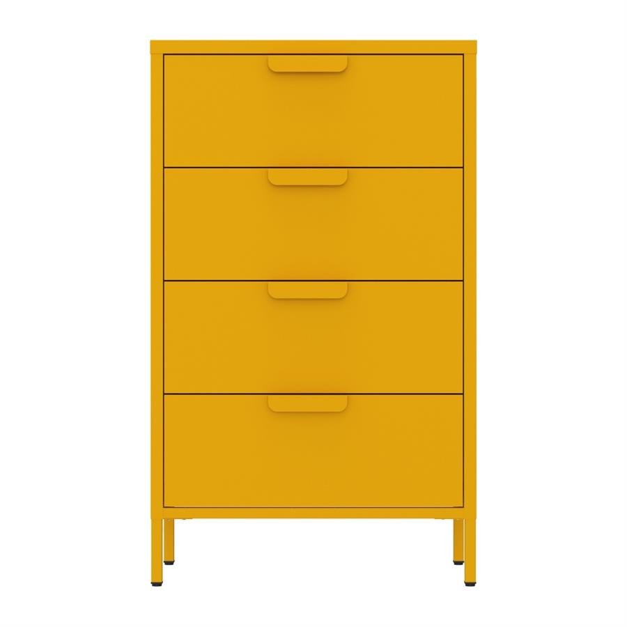 Cassettiera in metallo 4 cassetti 60x38x101 cm senape - Pop