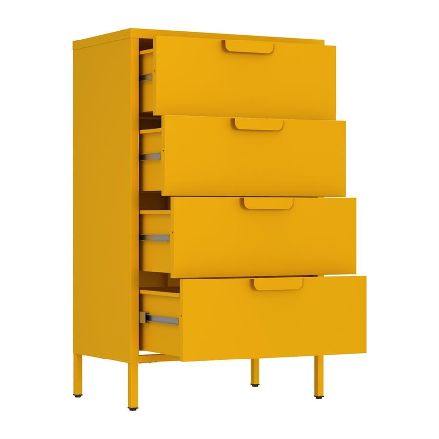 Cassettiera in metallo 4 cassetti 60x38x101 cm senape - Pop