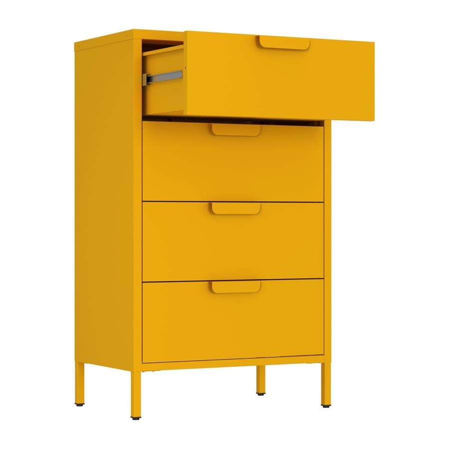 Cassettiera in metallo 4 cassetti 60x38x101 cm senape - Pop