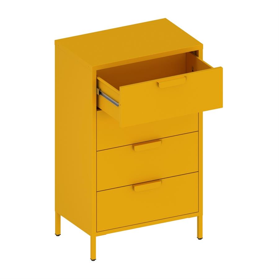 Cassettiera in metallo 4 cassetti 60x38x101 cm senape - Pop