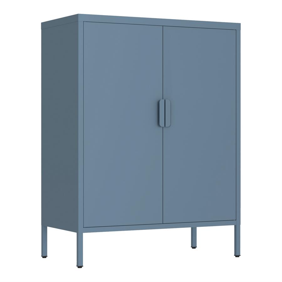 Credenza metallica 2 ante color ceruleo con ripiano regolabile - Pop