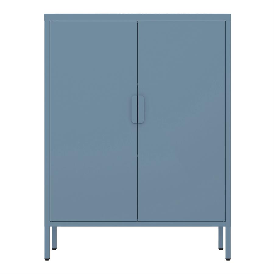 Credenza metallica 2 ante color ceruleo con ripiano regolabile - Pop