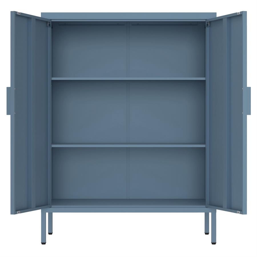 Credenza metallica 2 ante color ceruleo con ripiano regolabile - Pop