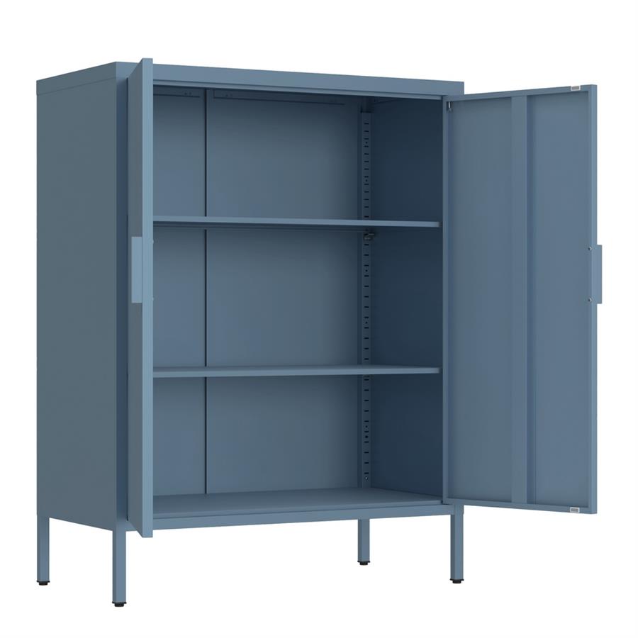 Credenza metallica 2 ante color ceruleo con ripiano regolabile - Pop