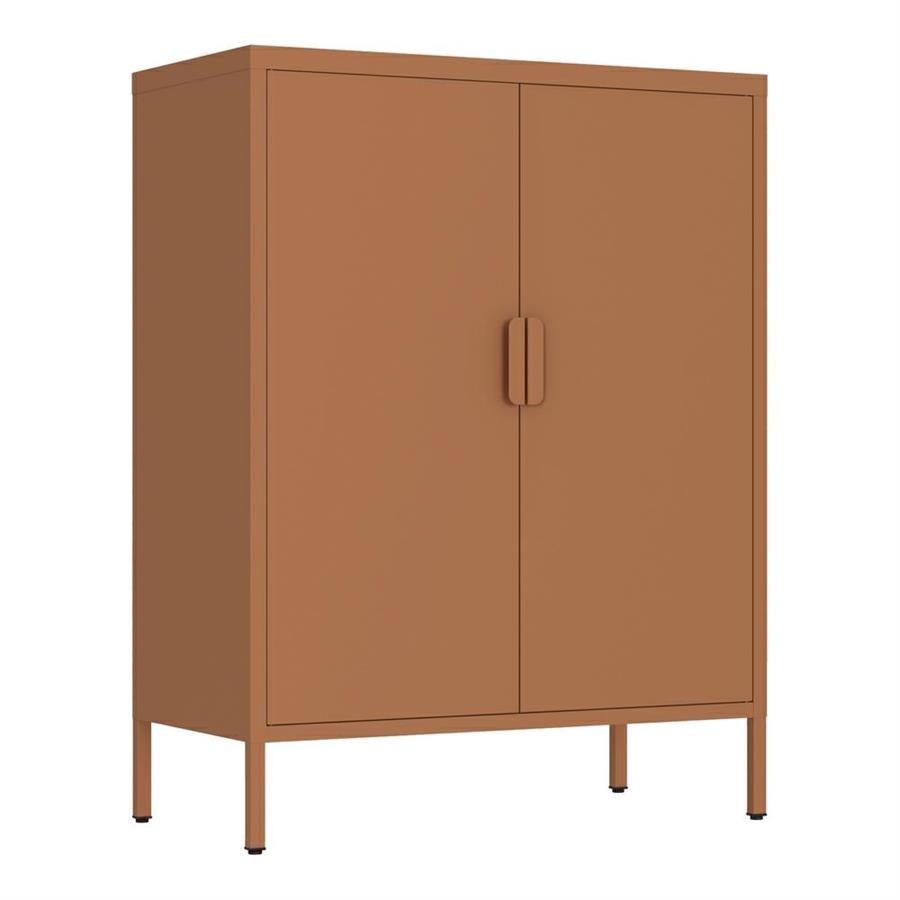 Credenza metallica 2 ante 80x38x100 cm mattone con ripiano regolabile - Pop