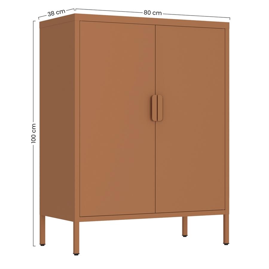 Credenza metallica 2 ante 80x38x100 cm mattone con ripiano regolabile - Pop