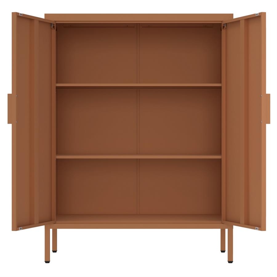 Credenza metallica 2 ante 80x38x100 cm mattone con ripiano regolabile - Pop
