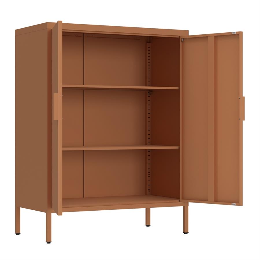 Credenza metallica 2 ante 80x38x100 cm mattone con ripiano regolabile - Pop