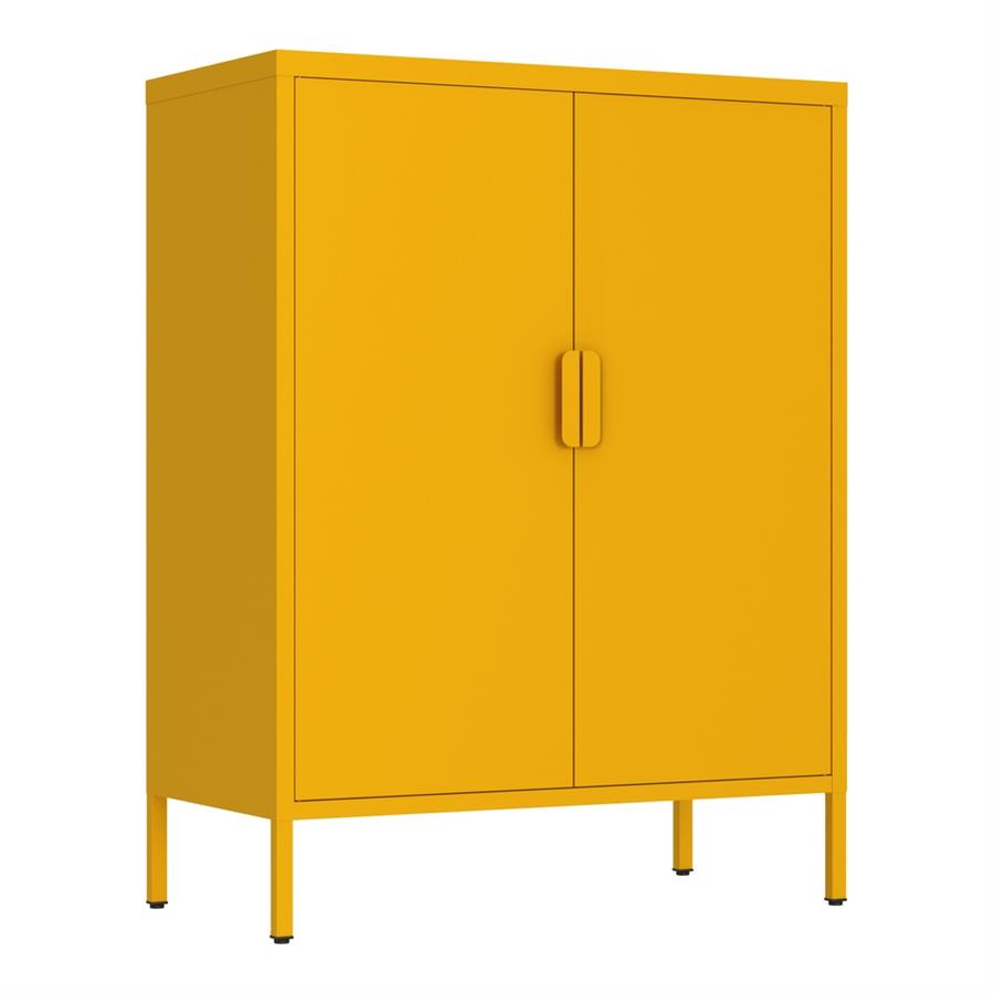 Credenza 2 ante metallo senape 80x38x100 cm con ripiano - Pop