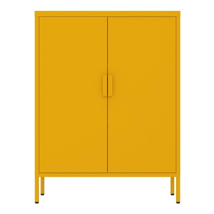 Credenza 2 ante metallo senape 80x38x100 cm con ripiano - Pop