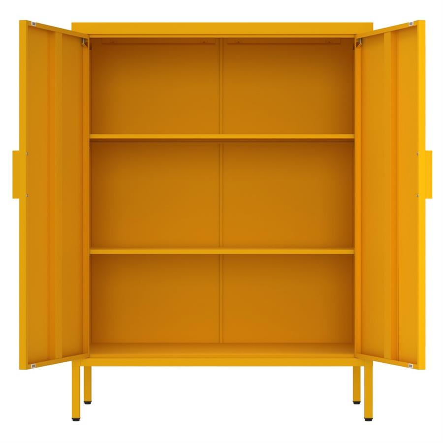 Credenza 2 ante metallo senape 80x38x100 cm con ripiano - Pop