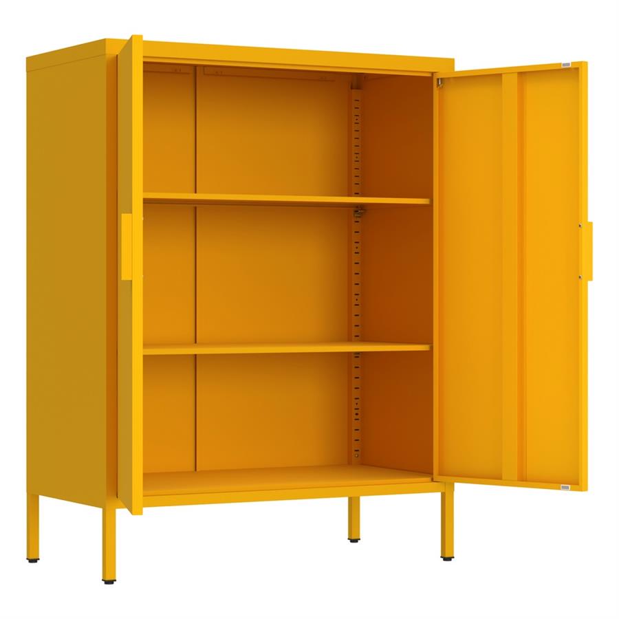 Credenza 2 ante metallo senape 80x38x100 cm con ripiano - Pop