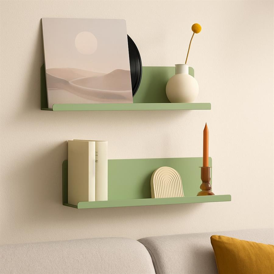 Mensola metallica color salvia da parete design moderno 40x13x12 cm - Pop