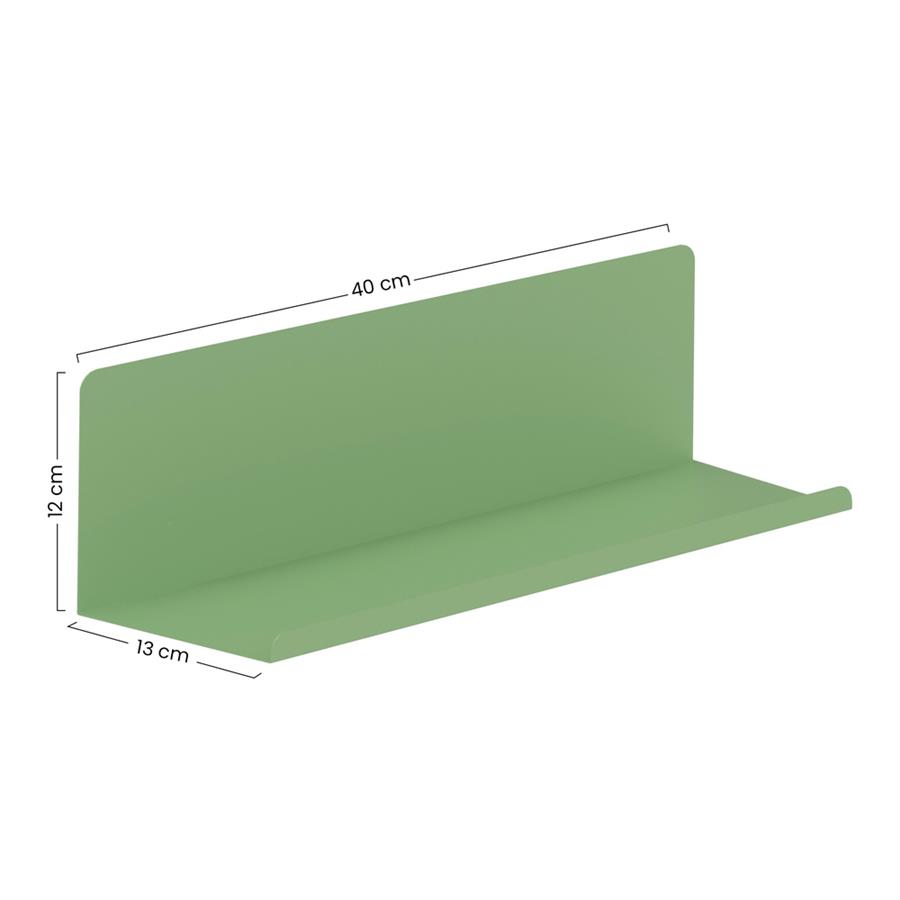 Mensola metallica color salvia da parete design moderno 40x13x12 cm - Pop