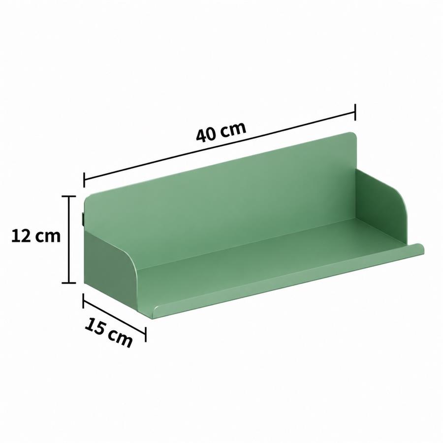 Mensola metallica color salvia da parete design moderno 40x15x12 cm - Pop