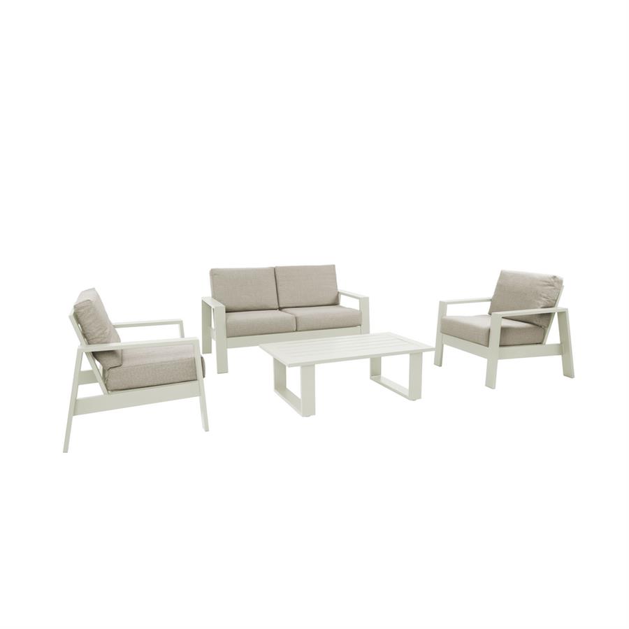 Set salotto da giardino 4 posti in alluminio bianco con tavolino - Bars