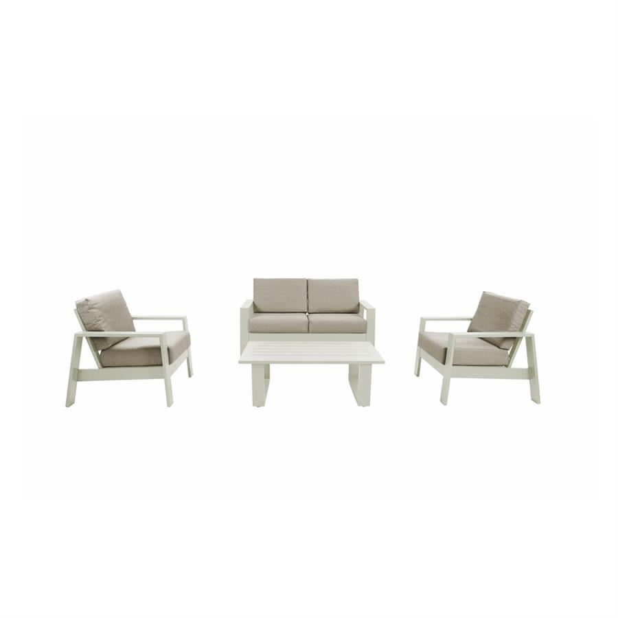 Set salotto da giardino 4 posti in alluminio bianco con tavolino - Bars