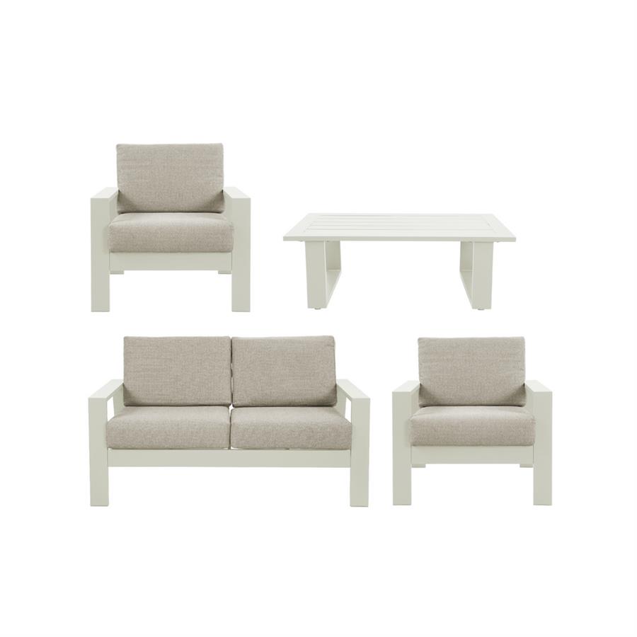 Set salotto da giardino 4 posti in alluminio bianco con tavolino - Bars