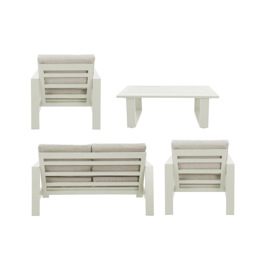Set salotto da giardino 4 posti in alluminio bianco con tavolino - Bars