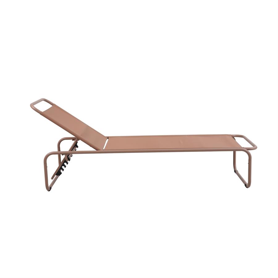 Lettino prendisole in acciaio mocha mousse terracotta 63,5x202x102,5 cm - Essentia