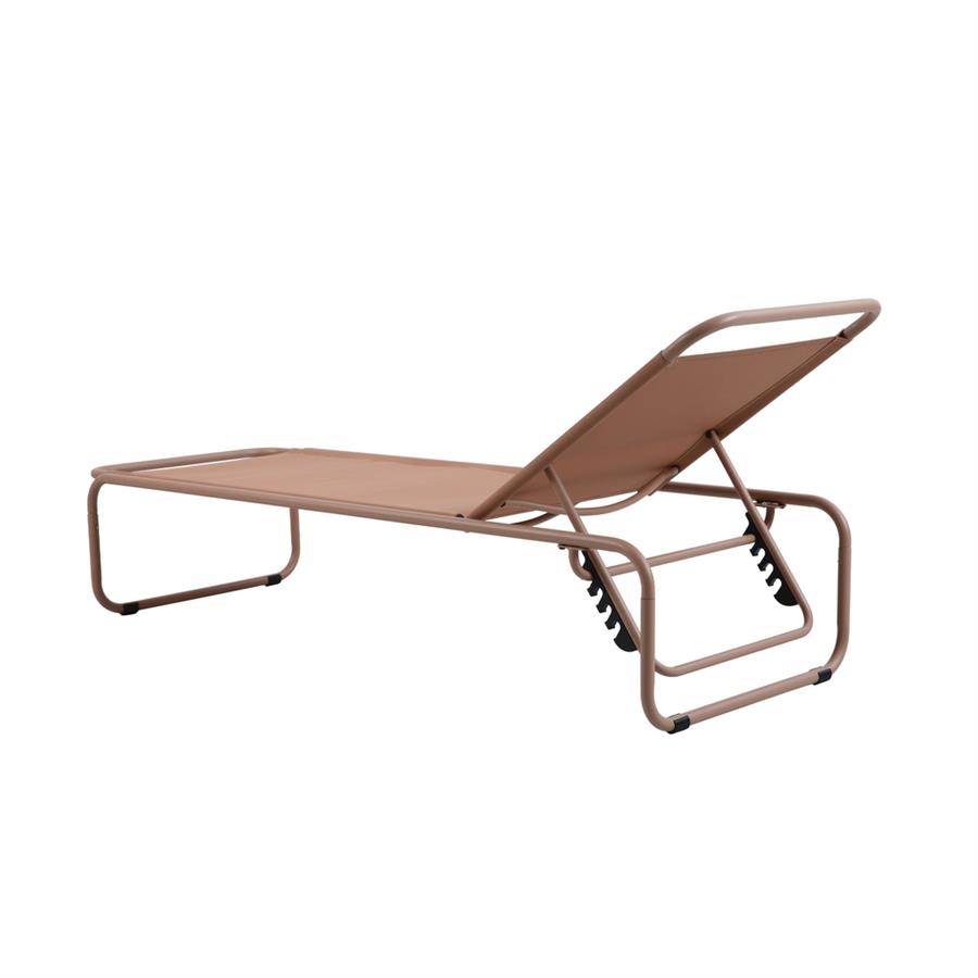 Lettino prendisole in acciaio mocha mousse terracotta 63,5x202x102,5 cm - Essentia